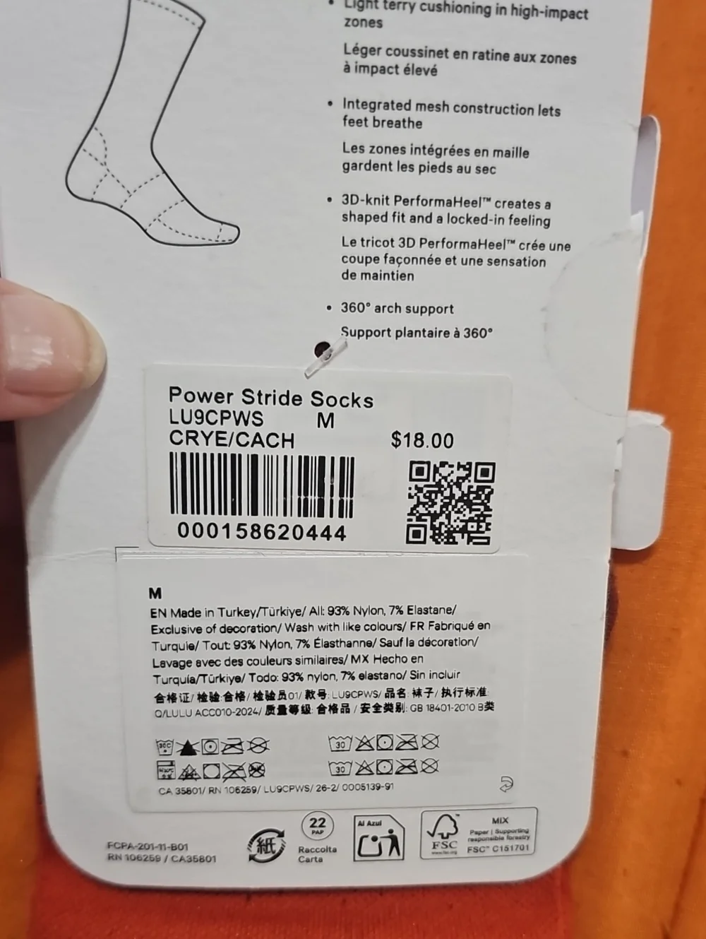 Lululemon Power Stride Socks, Nwts, Crew Length!! Sz Medium! CRYE/CACH!